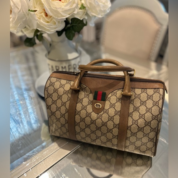 Authentic Gucci Boston Satchel Bag Brown Monogram Coated Canvas - Picture 5 of 16